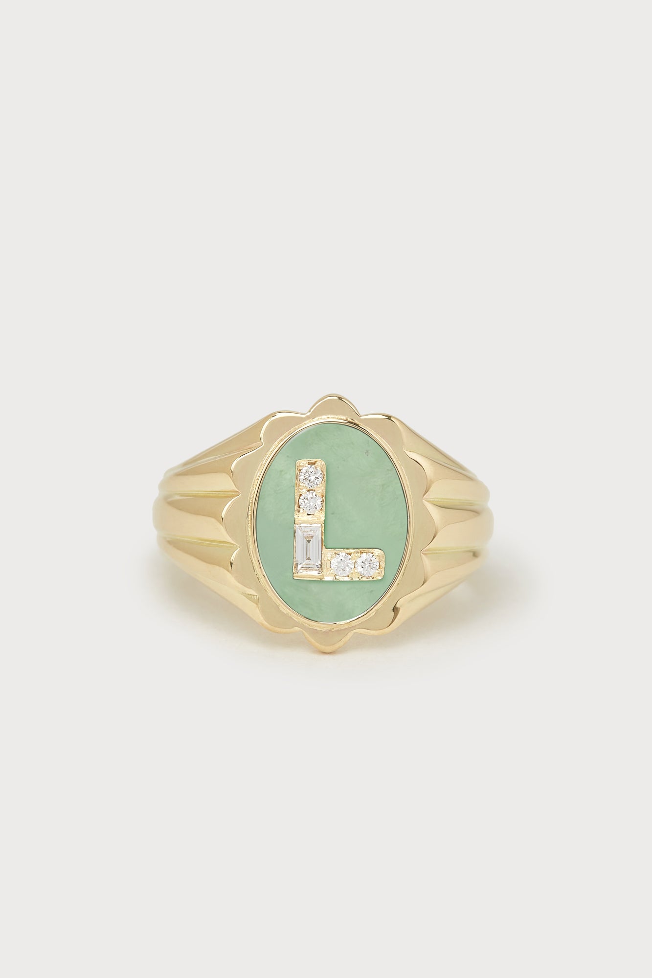 Solid Gold Ring Signet Initial Ring 18k Gold Oval Ring 