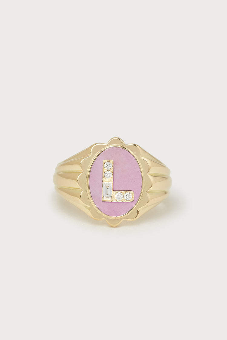 Heritage Scalloped Initial Ring <br> Lavender